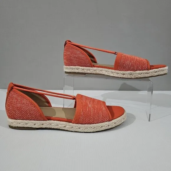 NEW Eileen Fisher Mews Espadrilles Sandal Orange Knit Leather Size 9