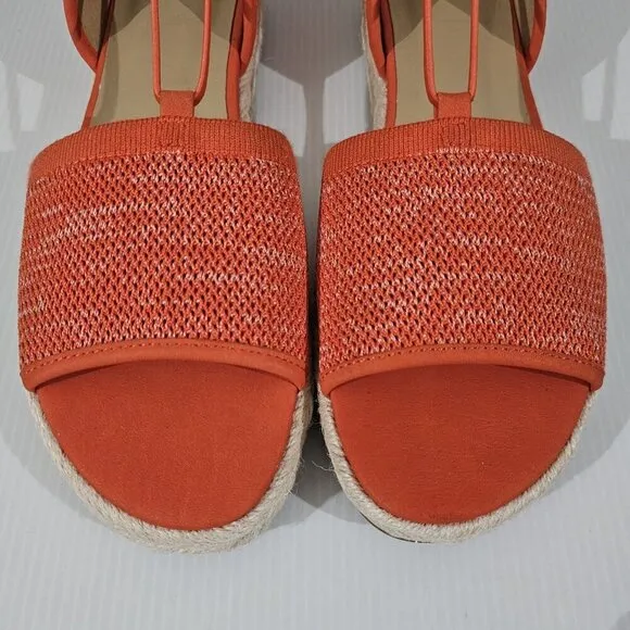 NEW Eileen Fisher Mews Espadrilles Sandal Orange Knit Leather Size 9