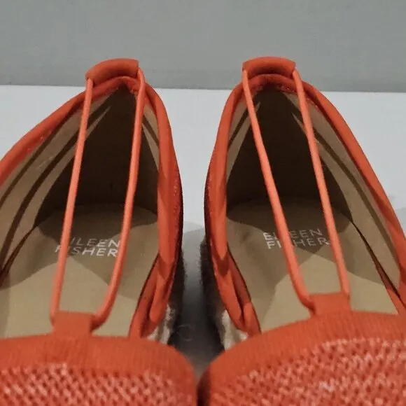 NEW Eileen Fisher Mews Espadrilles Sandal Orange Knit Leather Size 9