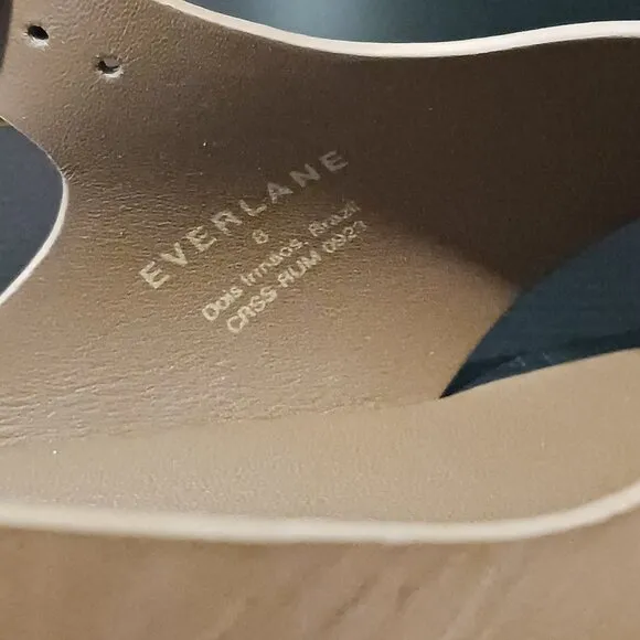 NEW Everlane The City Crossover Leather Sandals w/ Golden Buckles Rum/Tan Size 8