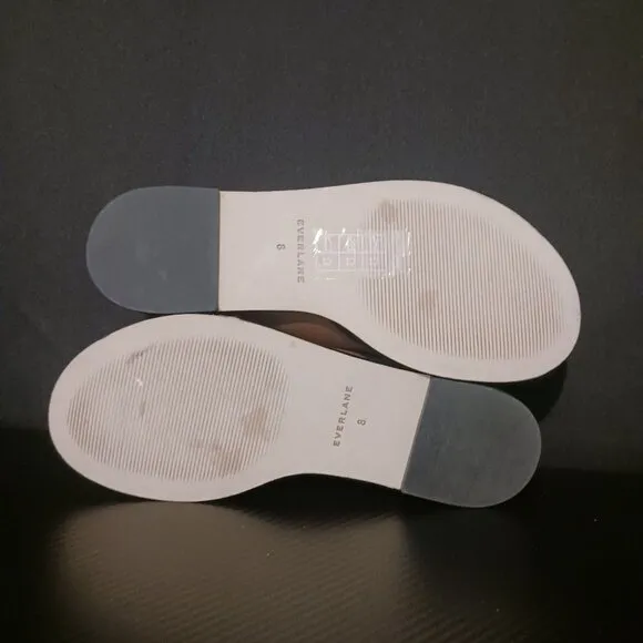 NEW Everlane The City Crossover Leather Sandals w/ Golden Buckles Rum/Tan Size 8