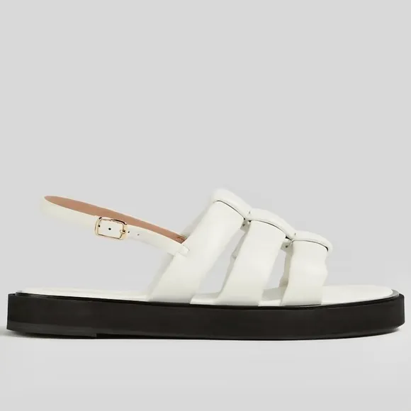 NEW FRAME WHITE PADDED FAUX LEATHER SANDALS