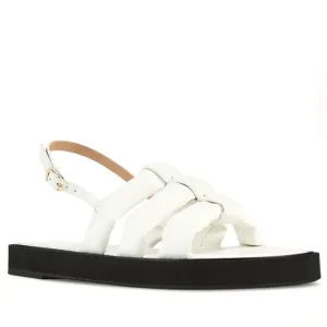 NEW FRAME WHITE PADDED FAUX LEATHER SANDALS