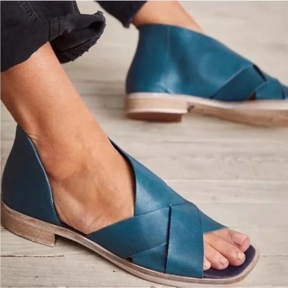 NEW! Free People Azure Blue Sun Valley Sandals - Size 38.5
