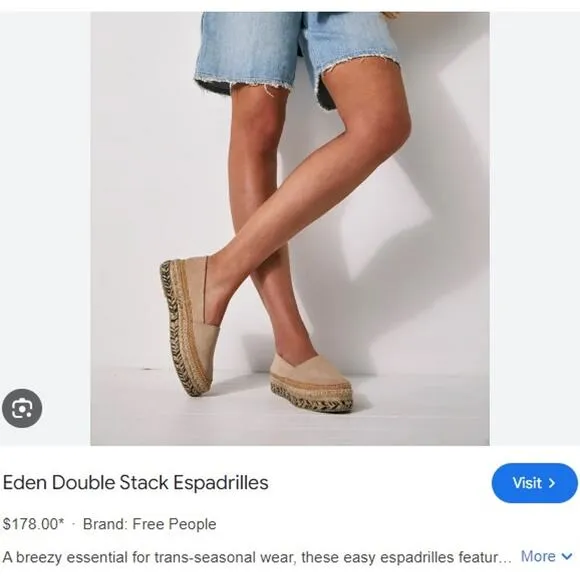 New! Free People Eden Double Stack Espadrilles - Size US 7.5 / EU 38