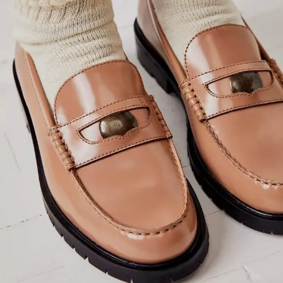 new Free People Liv LEATHER loafers  in Camel  3T79