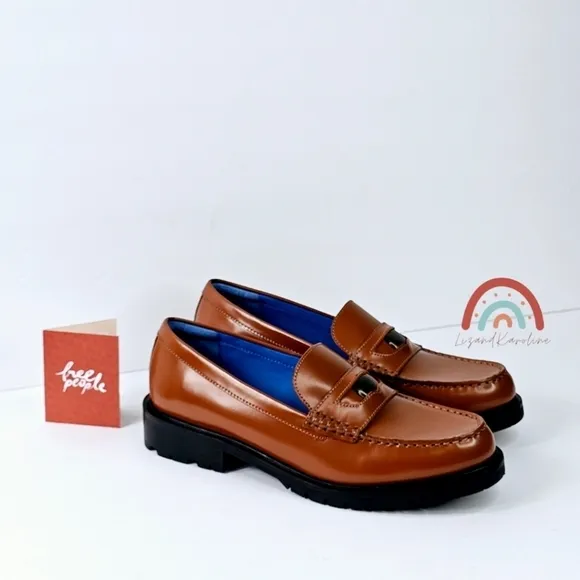 New! Free People Liv Leather Penny Loafers