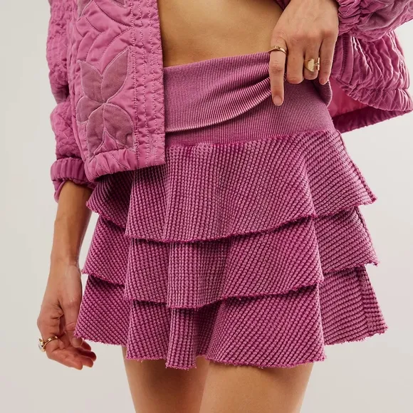 NEW Free People Magenta FP One Alphina Thermal Mini Skirt M