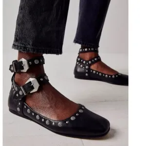 NEW Free People Mystic Mary Jane Double Strap Womens 8.5 Black Whimsigoth Punk