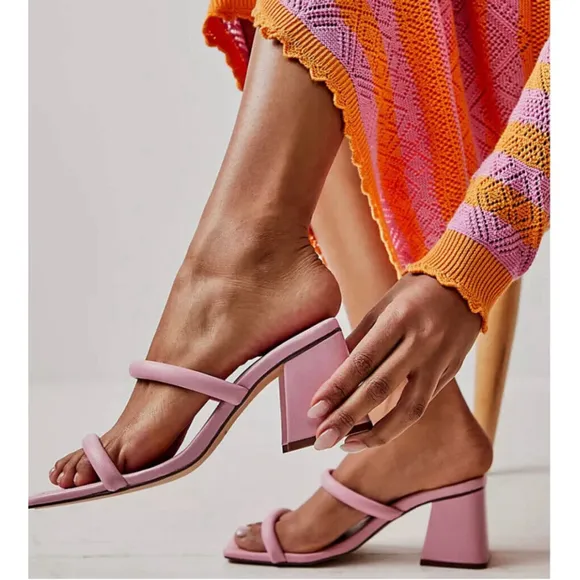 New Free People Parker Double Strap Heel Perfect Pink $128 - EU 38.5 (US 8) M