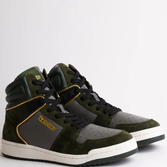 NEW FRESHY Bounce High Top Sneaker Olive/Gray Men's Size 10