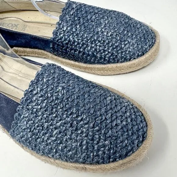 NEW Geox Modesty Blue Suede Textile Espadrille Flats, Size 5, MSRP $150
