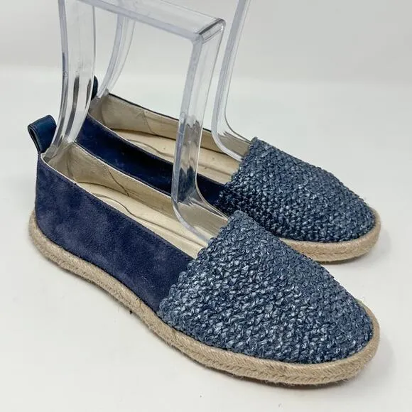 NEW Geox Modesty Blue Suede Textile Espadrille Flats, Size 5, MSRP $150