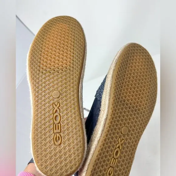 NEW Geox Modesty Blue Suede Textile Espadrille Flats, Size 5, MSRP $150