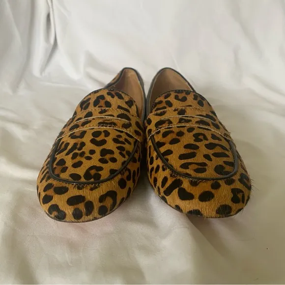 *NEW* J. Crew Calf Hair Animal Print Penny Loafers Size 6.5