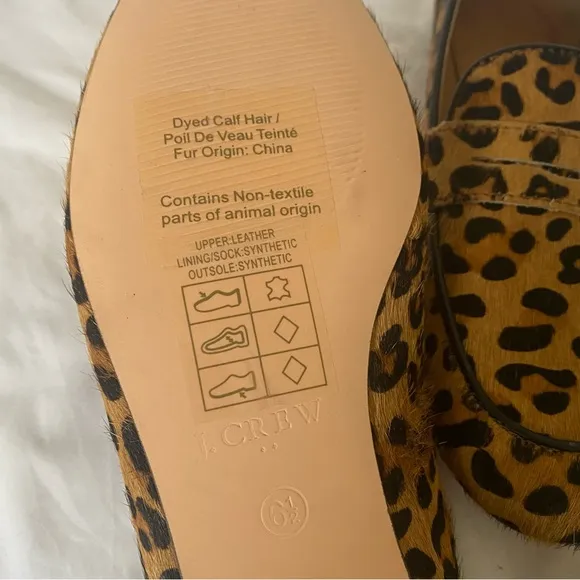 *NEW* J. Crew Calf Hair Animal Print Penny Loafers Size 6.5