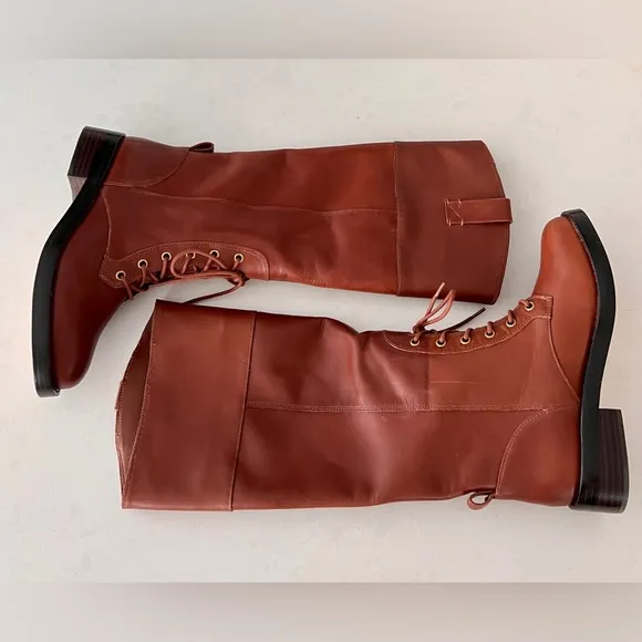 *New J. Crew Leather Lace-up Knee High Boots