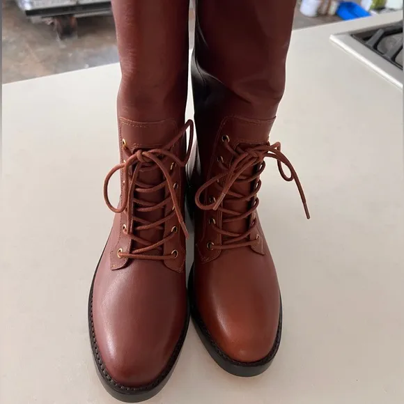 *New J. Crew Leather Lace-up Knee High Boots