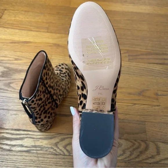NEW J Crew Sadie Ankle Boots Leopard Calf Hair Size 7.5 NWT