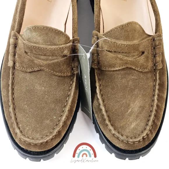 New! J. Crew Winona Lug Sole Penny Loafers in Suede