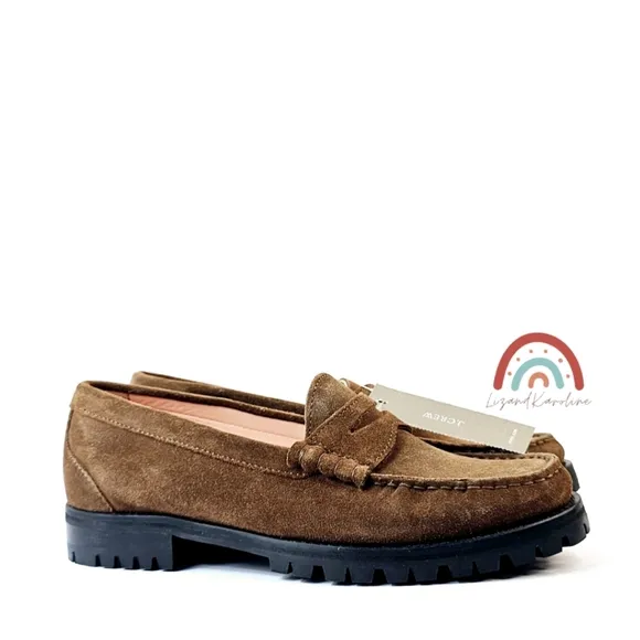 New! J. Crew Winona Lug Sole Penny Loafers in Suede