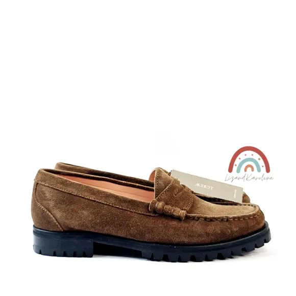 New! J. Crew Winona Lug Sole Penny Loafers in Suede