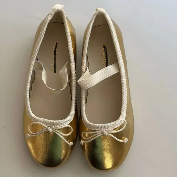 NEW J.CREW girls strappy ballet flats in gold