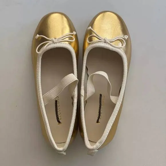 NEW J.CREW girls strappy ballet flats in gold