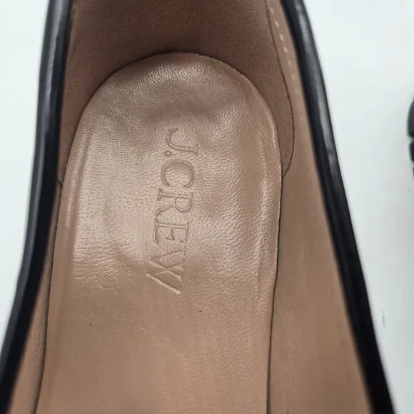 New J.Crew Winona Lug-Sole Penny Loafers in Spazzolato Leather in Black Size 9