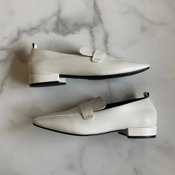 NEW Jeffrey Campbell Moritz bright white leather square toe loafers Size 9