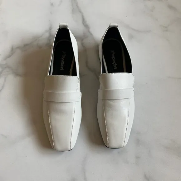 NEW Jeffrey Campbell Moritz bright white leather square toe loafers Size 9