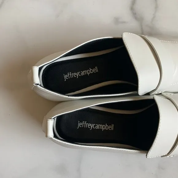 NEW Jeffrey Campbell Moritz bright white leather square toe loafers Size 9