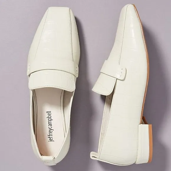 NEW Jeffrey Campbell Moritz bright white leather square toe loafers Size 9