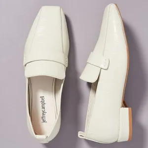 NEW Jeffrey Campbell Moritz bright white leather square toe loafers Size 9