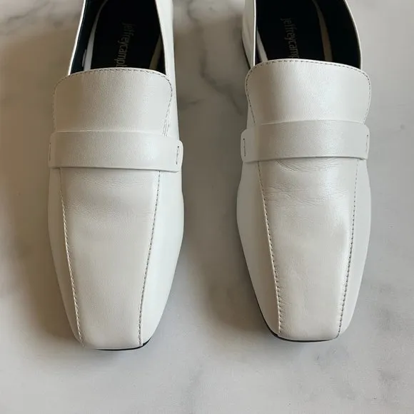 NEW Jeffrey Campbell Moritz bright white leather square toe loafers Size 9