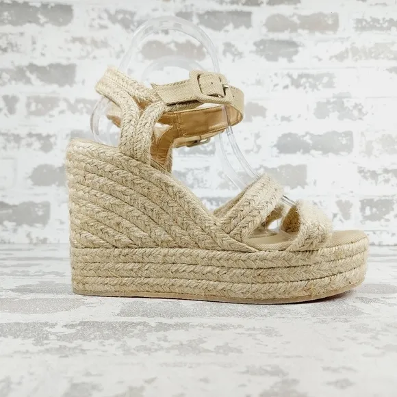 NEW Jeffrey Campbell’s Braided Espadrilles Buckle Ankle Strap Wedge Sandals W866