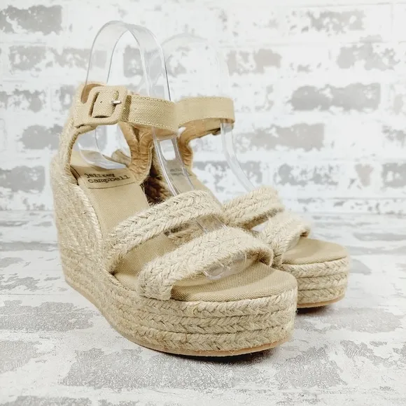NEW Jeffrey Campbell’s Braided Espadrilles Buckle Ankle Strap Wedge Sandals W866