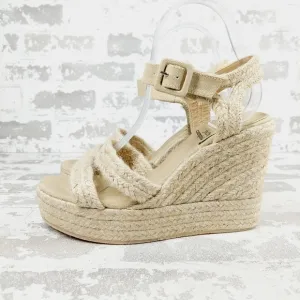 NEW Jeffrey Campbell’s Braided Espadrilles Buckle Ankle Strap Wedge Sandals W866