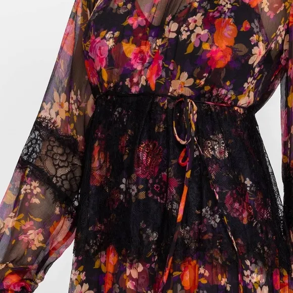 New JOHNNY WAS  Flora PURE Silk Lacy Maxi Dress  15T8