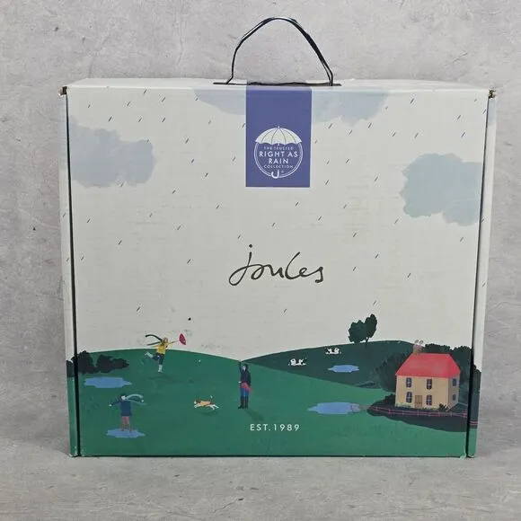 New‎ Joules Rain Boots Mid Calf Molly Welly Blue Rainbow Dogs Size US: 6 UK: 4