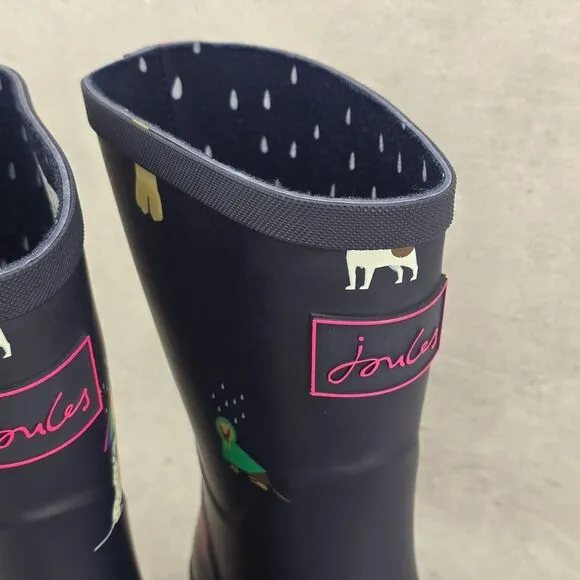 New‎ Joules Rain Boots Mid Calf Molly Welly Blue Rainbow Dogs Size US: 6 UK: 4