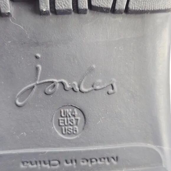 New Joules Rain Boots Mid Calf Molly Welly Navy Stripes Flowers Size US: 6 UK: 4