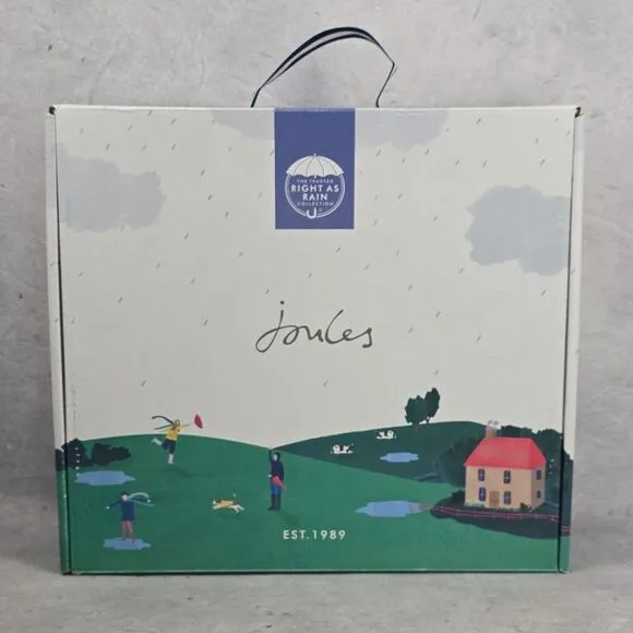 New Joules Rain Boots Mid Calf Molly Welly Navy Stripes Flowers Size US: 6 UK: 4