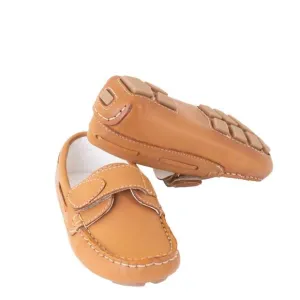 NEW KONE kid's velcro loafers in natural leather