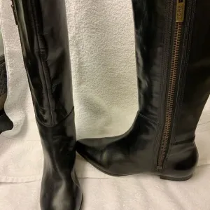 New KORS Michael Kors Womens Leather Pull On Mid Calf Boots Black Size 8 Medium