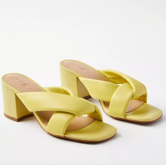 NEW! LOFT Puffed Twist Leather Slide On Open Toe Sandals 6.5.