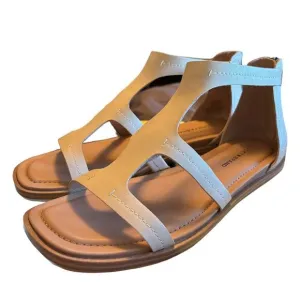 New Lucky Brand Nayda Sandals Women's Size 11 M Buff Tan Neutral Leather Zip