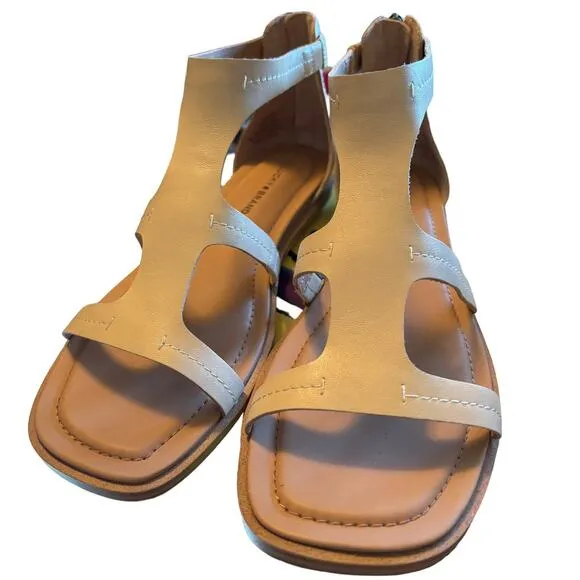 New Lucky Brand Nayda Sandals Women's Size 11 M Buff Tan Neutral Leather Zip
