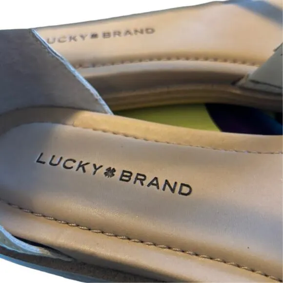 New Lucky Brand Nayda Sandals Women's Size 11 M Buff Tan Neutral Leather Zip