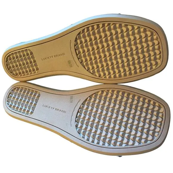 New Lucky Brand Nayda Sandals Women's Size 11 M Buff Tan Neutral Leather Zip
